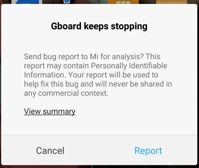 gboard has stopped